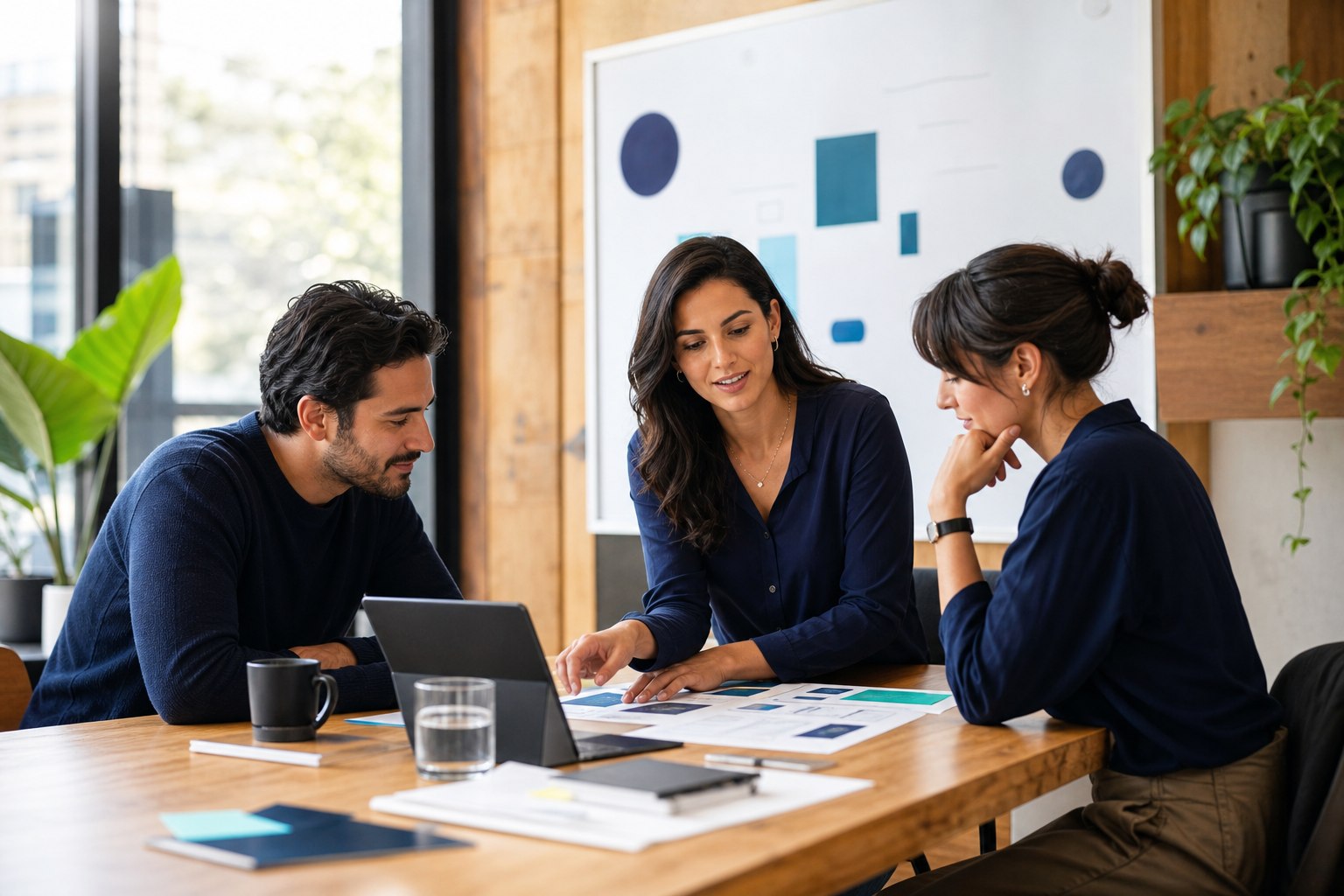 Product team discussing a clear software workflow